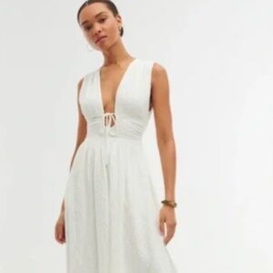 Abercrombie & Fitch Textured Plunge Midi Dress